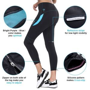 Santini Black Cycling Tights with Blue Accents